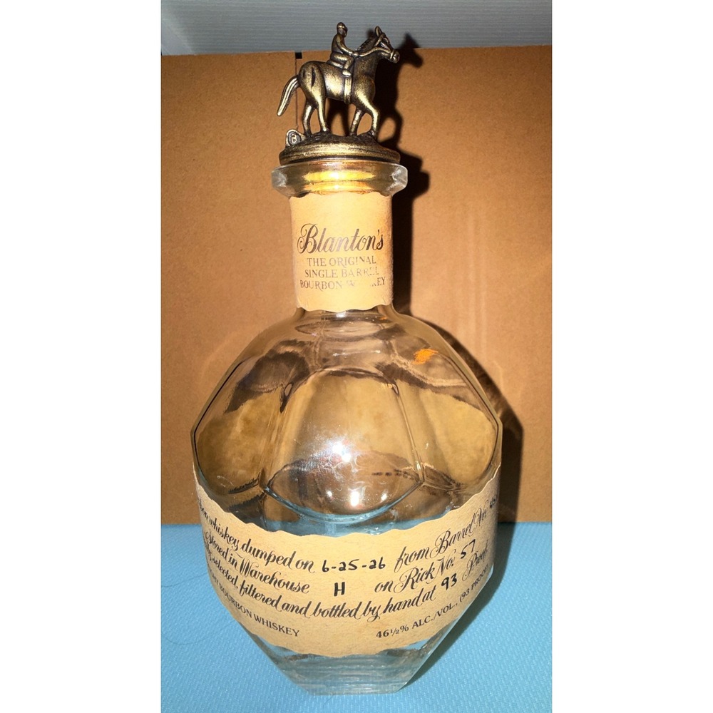 Blanton's Bourbon Empty Bottle 750ml Clear Excellent Horse Stopper Letter B